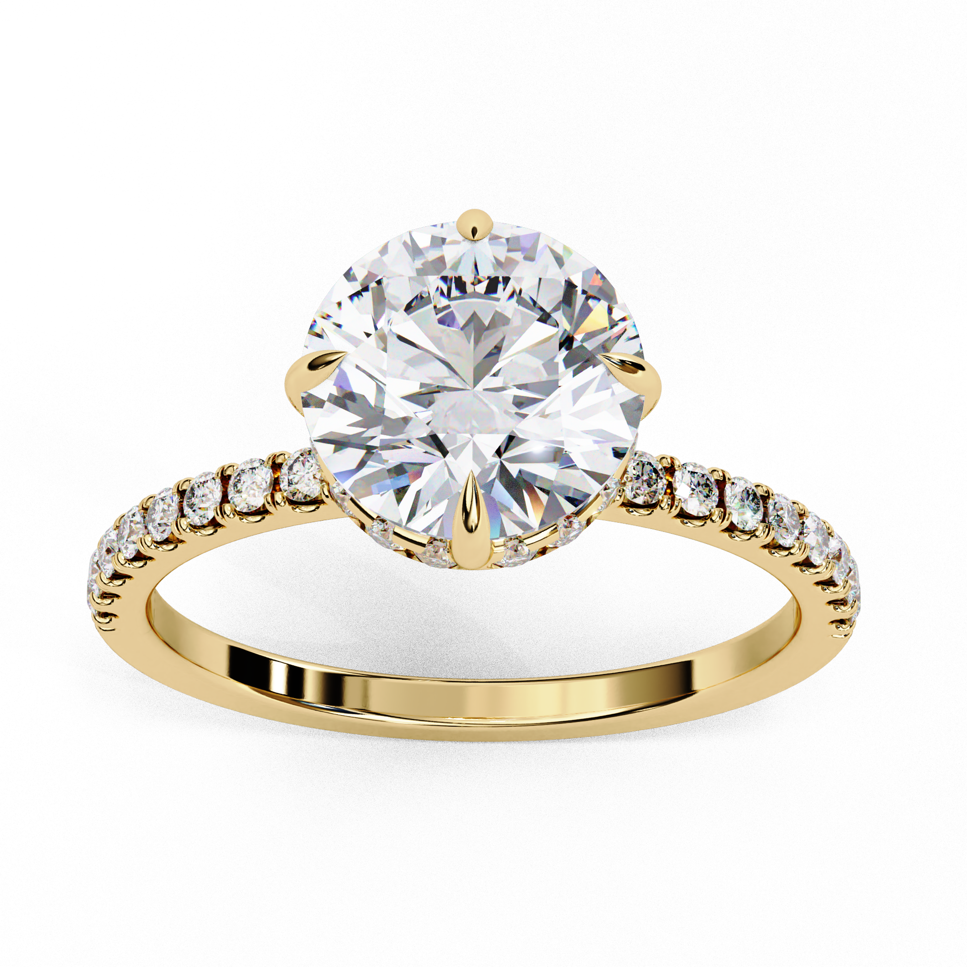 Solitaire Round with side diamond