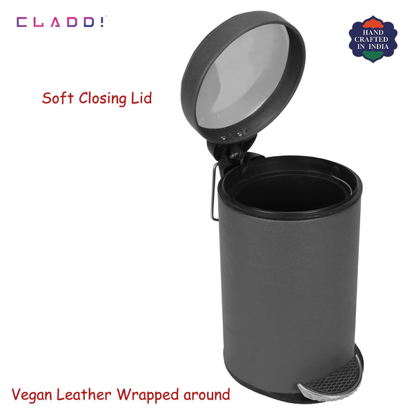 Leather Stainless Steel Dustbin