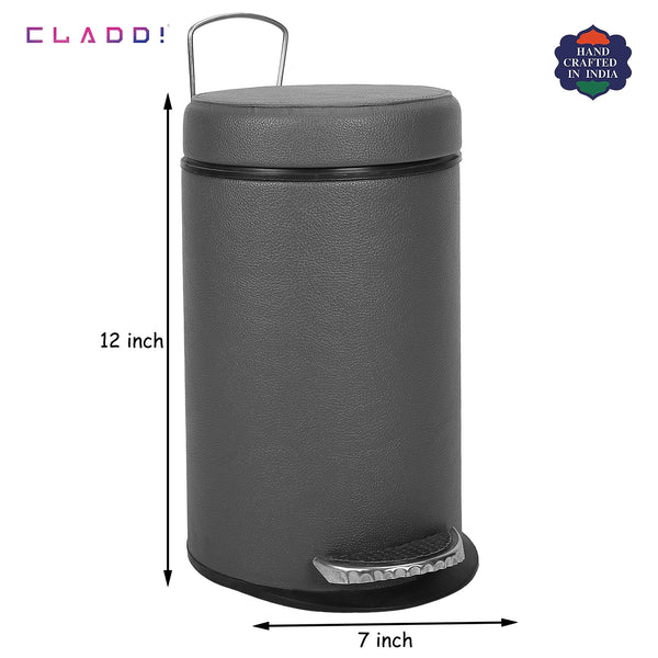 Leather Stainless Steel Dustbin