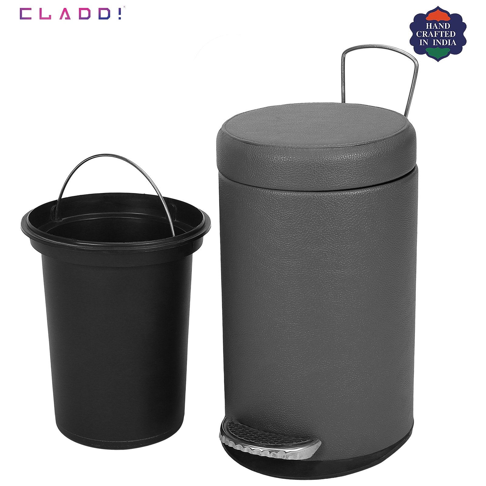 Leather Stainless Steel Dustbin