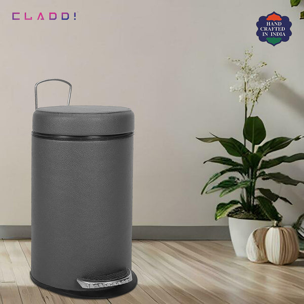 Leather Stainless Steel Dustbin