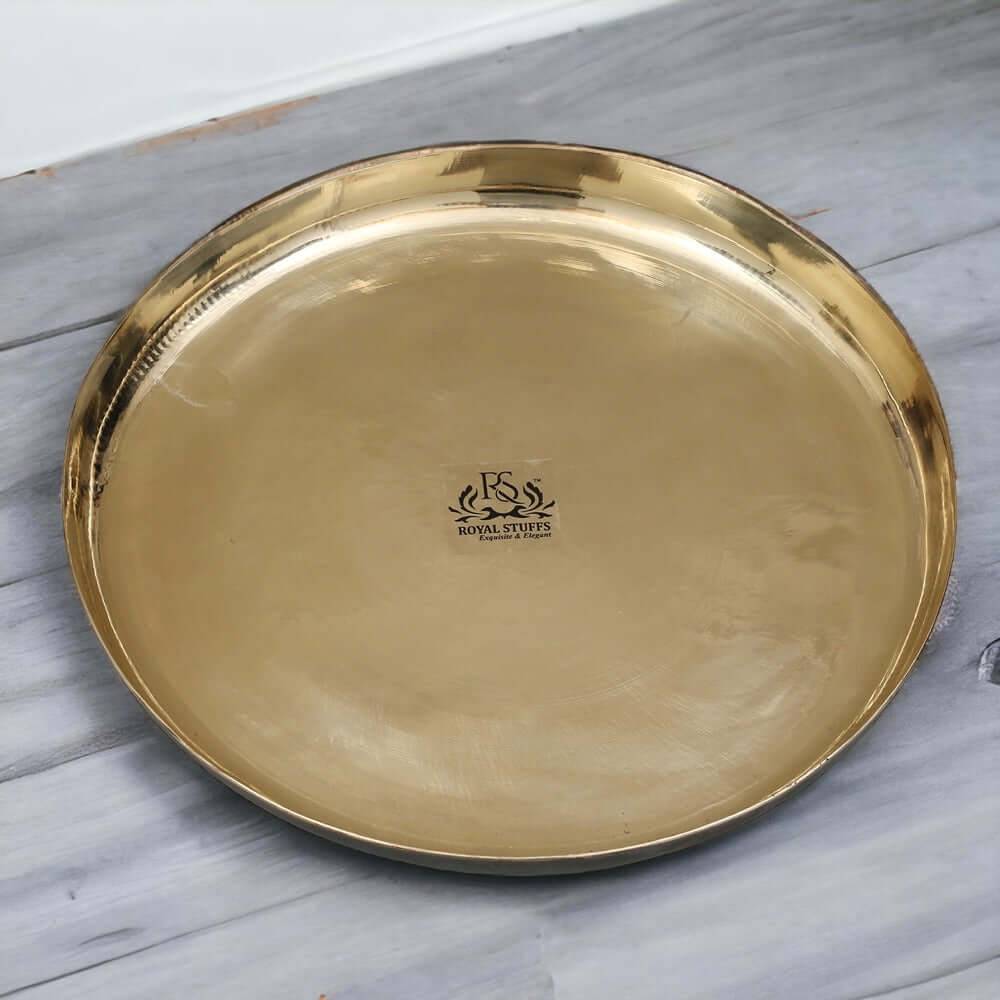 Ručne vyrobený vintage thali z čistého bronzu od Kansas na stolovanie, servírovanie a darčeky.
