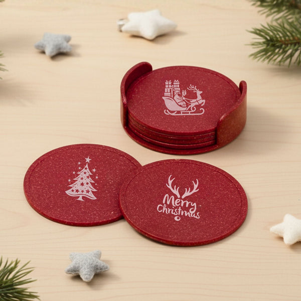 Earth Friendly Dockie Stand & Printed Coasters Set of 6 | Christmas Gifting