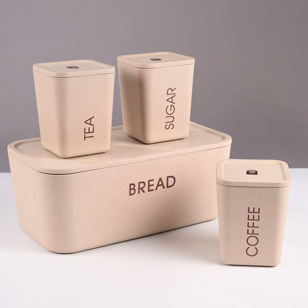 Earth Friendly Kitchen Storage Jars & Containers and Bread Box | Set of 4, 6000 ml & 800ml x 3