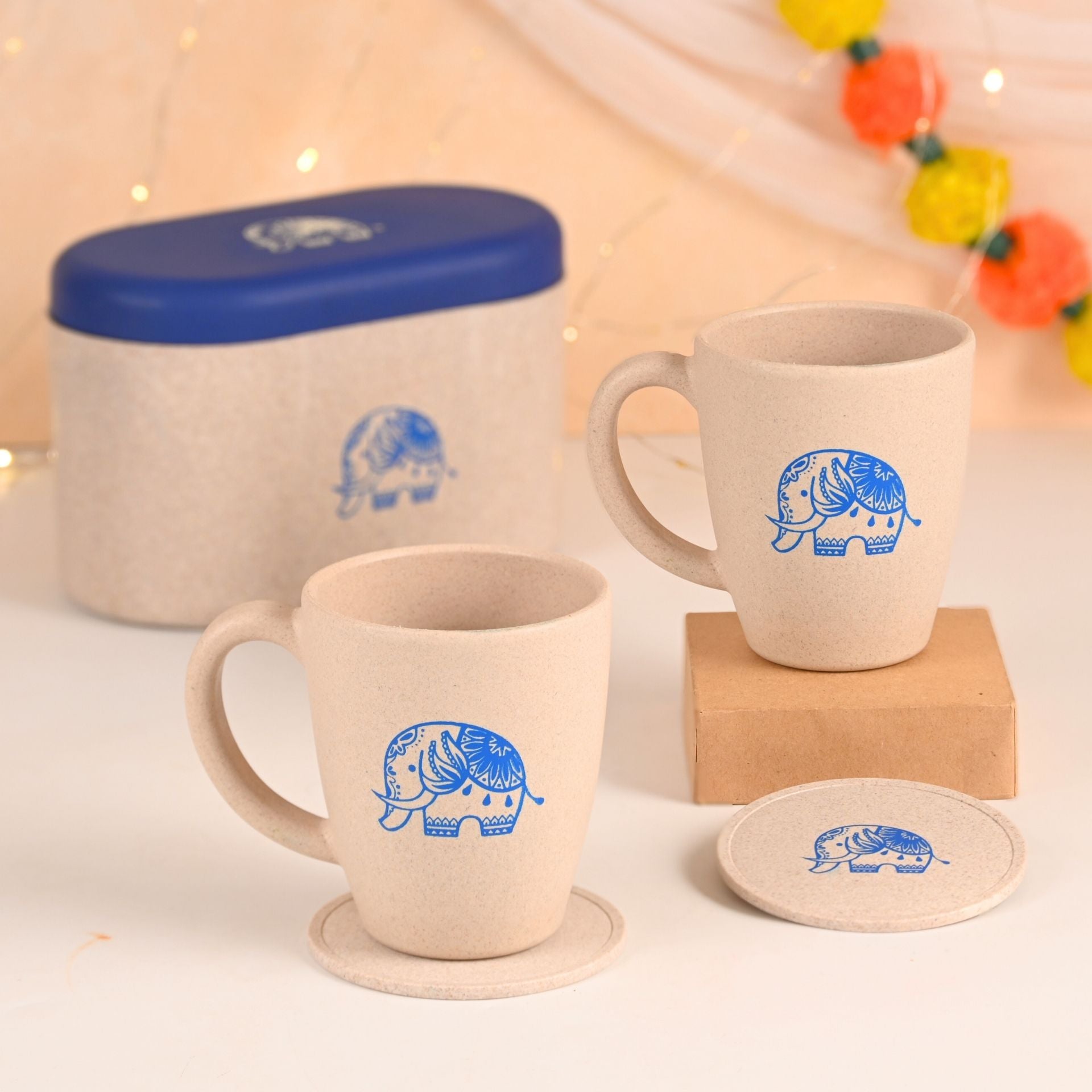 Earth Friendly Gifts | Elephant Printed Mug and Coasters Set of 2