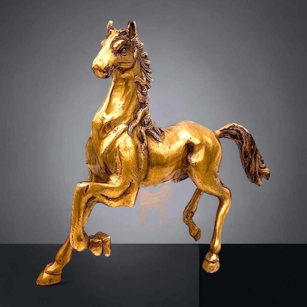 Brass Running Horse Showpiece Statues, Height : 11 inches