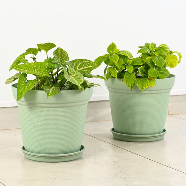 Earth-Friendly Planters Aura 12 Inch set of 2 | Bamboo Based Pots and Planters