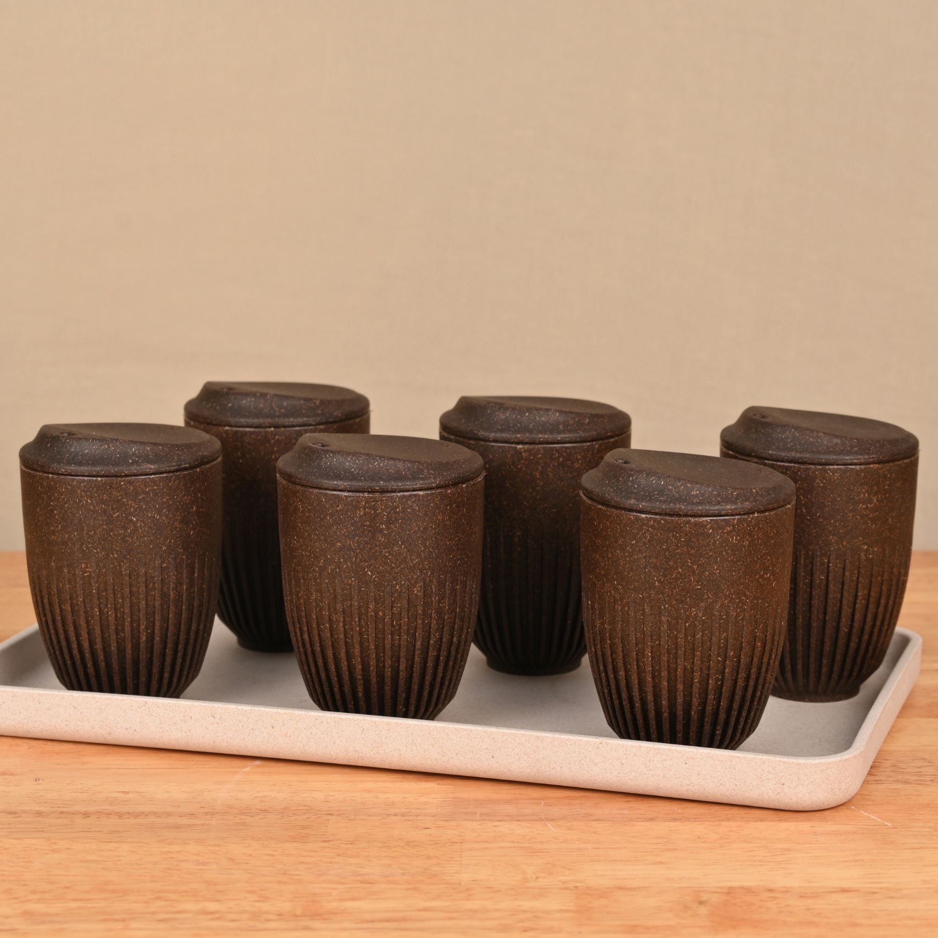 Retro Coffee Mug with Lid – Set of 6 | 350 ml