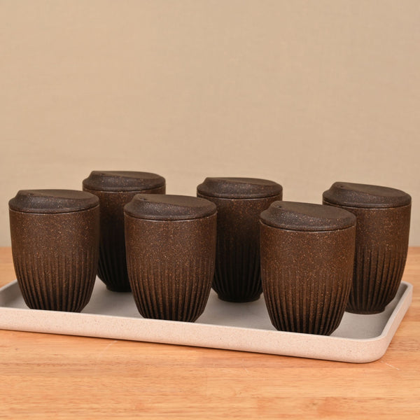 Retro Coffee Mug with Lid – Set of 6 | 350 ml