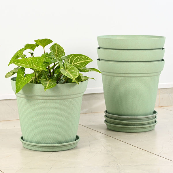 Earth-Friendly Planters Aura 12 Inch set of 4 | Bamboo Based Pots and Planters