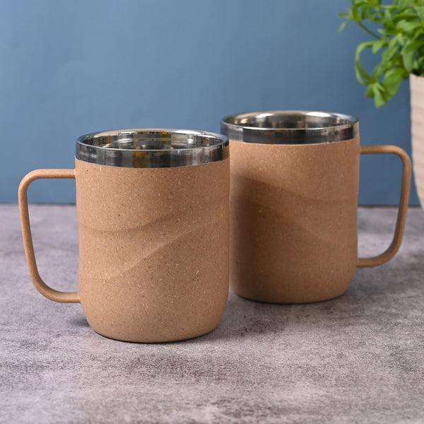 Earth Friendly Wave Stainless Steel Insulated Coffee Mug | Set of 2