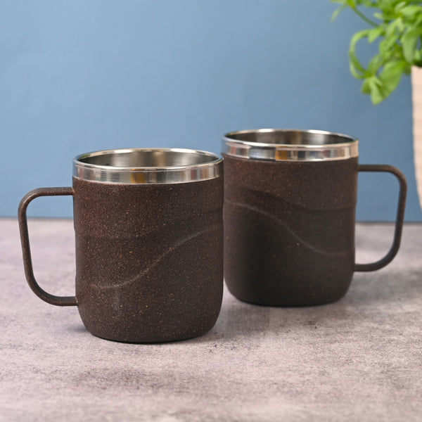 Earth Friendly Wave Stainless Steel Insulated Coffee Mug | Set of 2