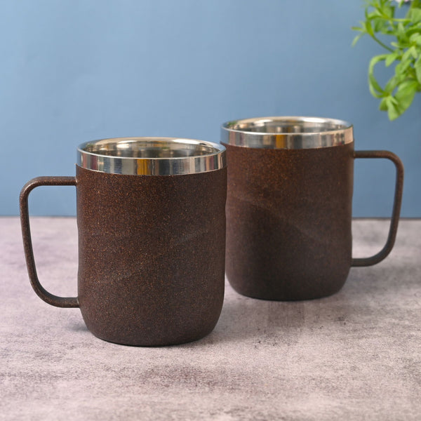 Earth Friendly Wave Stainless Steel Insulated Coffee Mug | Set of 2