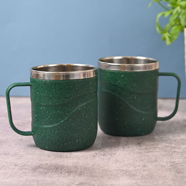 Earth Friendly Wave Stainless Steel Insulated Coffee Mug | Set of 2