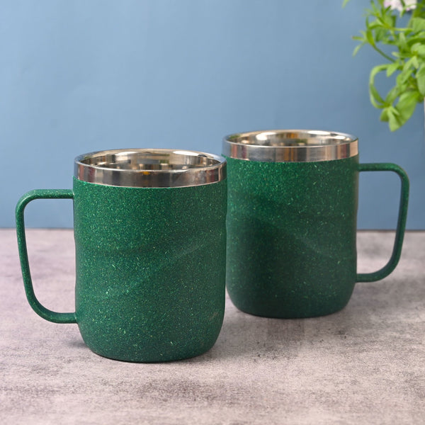 Earth Friendly Wave Stainless Steel Insulated Coffee Mug | Set of 2