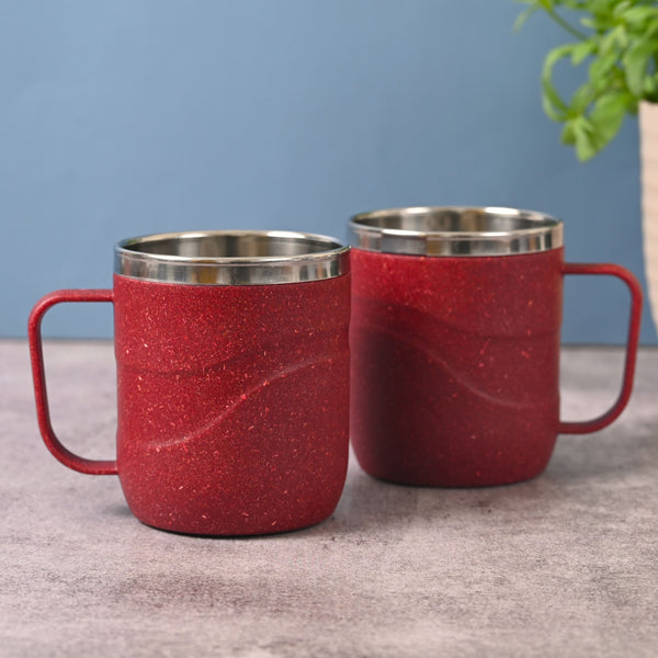 Earth Friendly Wave Stainless Steel Insulated Coffee Mug | Set of 2