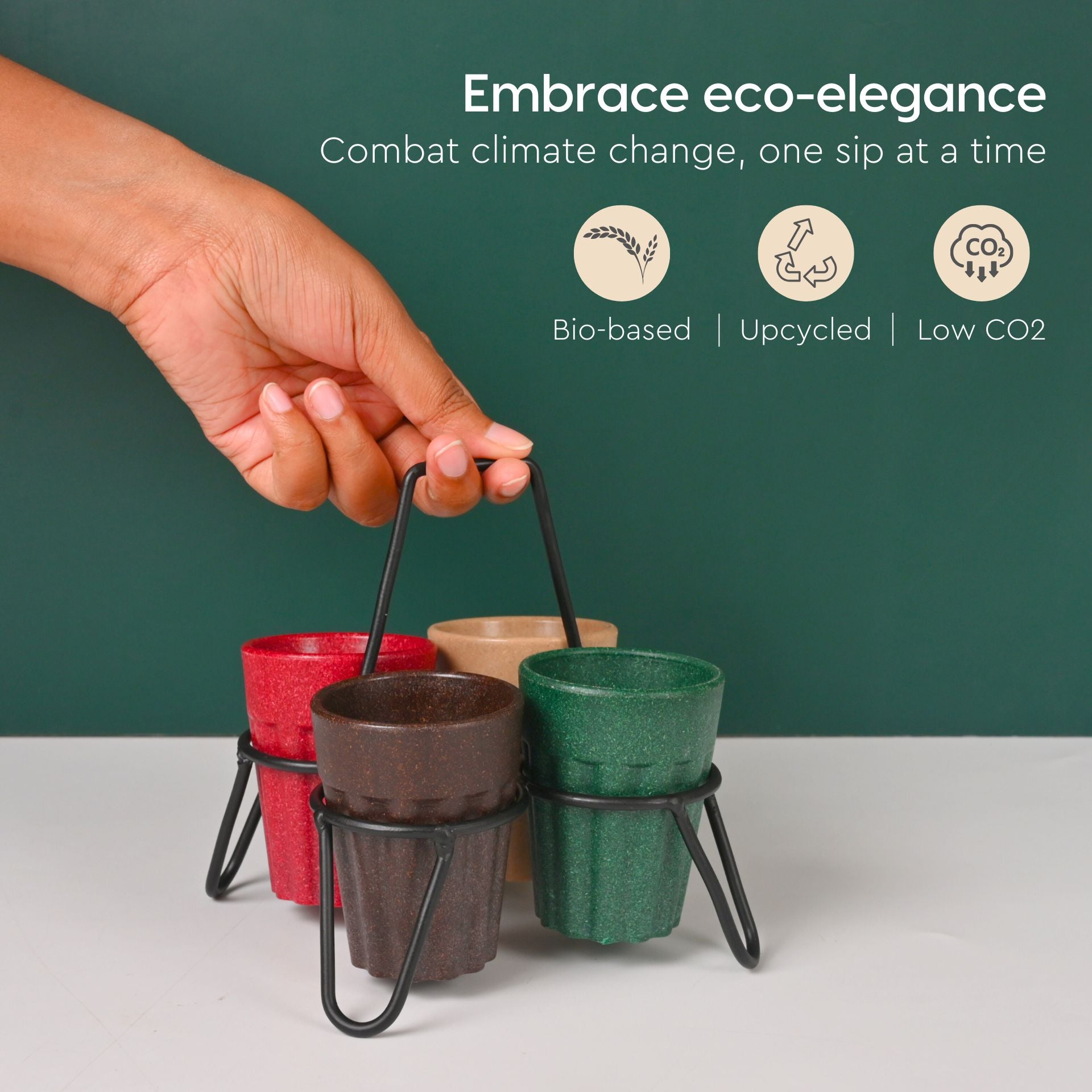 Cutting Chai Cups With Stand 100 ml | Set of 4