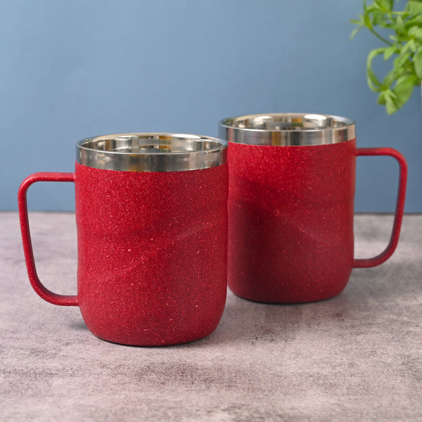 Earth Friendly Wave Stainless Steel Insulated Coffee Mug | Set of 2
