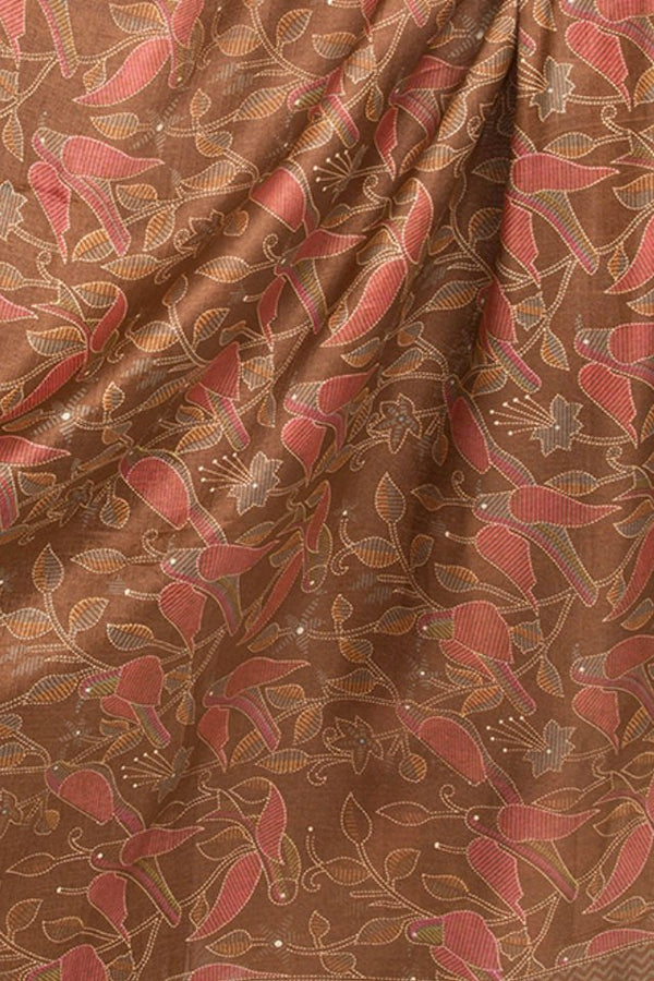 Esarfa Cara, Matase naturala tussar, maro ciocolata, Marime universala