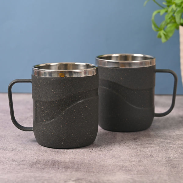Earth Friendly Wave Stainless Steel Insulated Coffee Mug | Set of 2