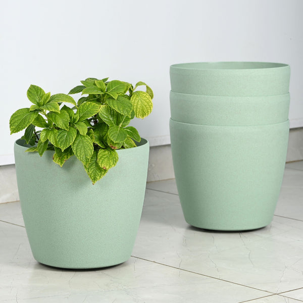 Earth-Friendly Deco Wheeled Planters 12 Inch set of 4 | Self Watering