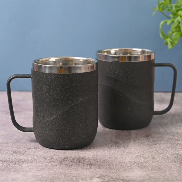 Earth Friendly Wave Stainless Steel Insulated Coffee Mug | Set of 2