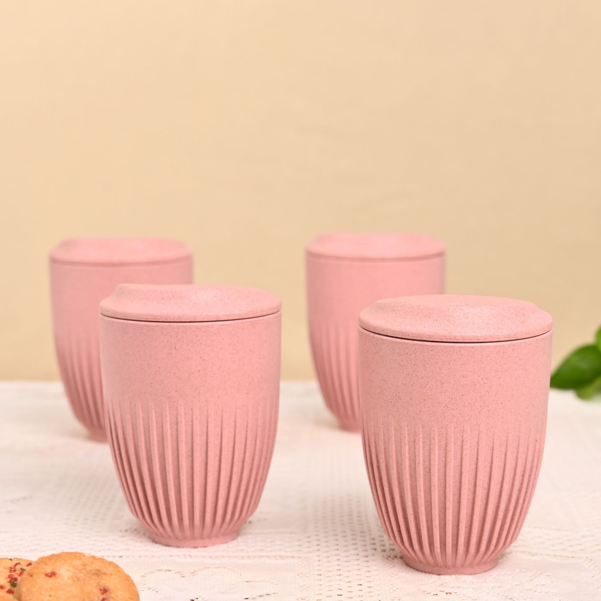 Retro Coffee Mug with Lid – Set of 4 | 350 ml