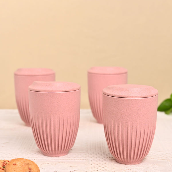 Retro Coffee Mug with Lid – Set of 4 | 350 ml