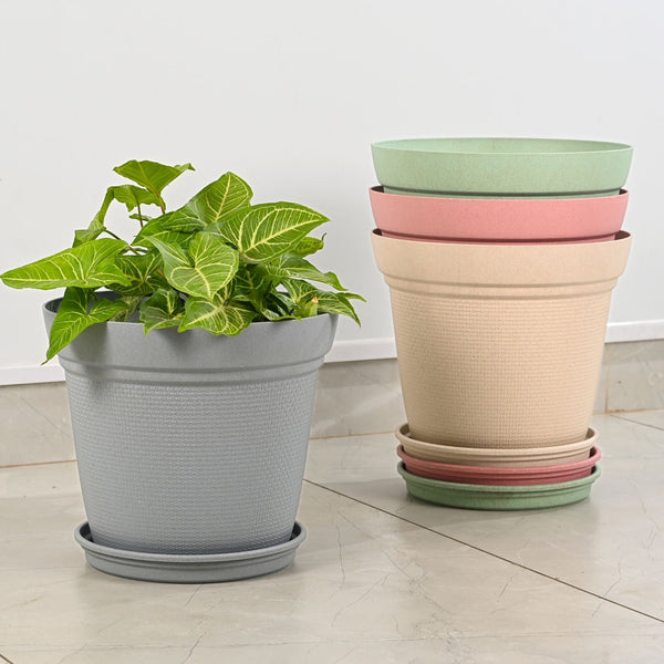 Earth-Friendly Planters Aura 12 Inch set of 4 | Bamboo Based Pots and Planters