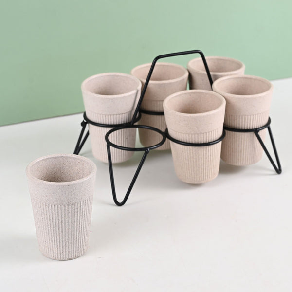 Statement Chai Cups With Stand 120 ml | Set of 6