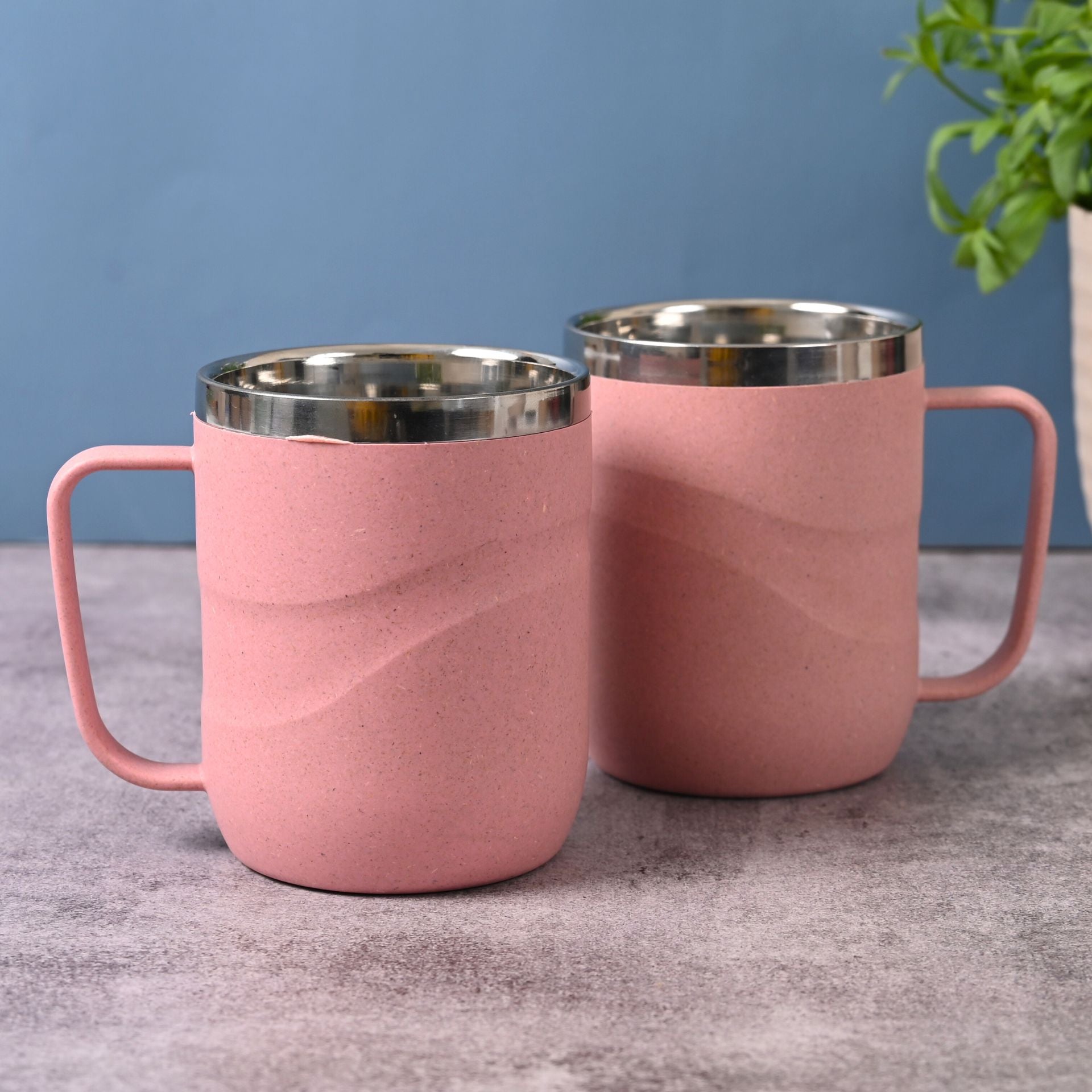 Earth Friendly Wave Stainless Steel Insulated Coffee Mug | Set of 2