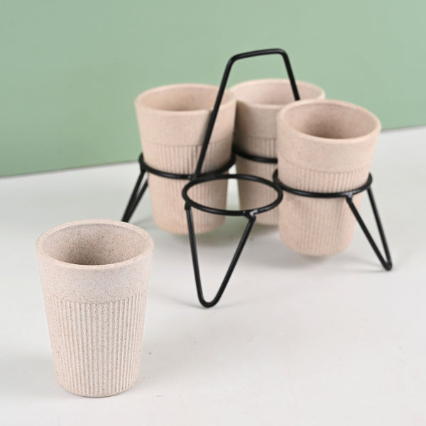 Statement Chai Cups With Stand 120 ml | Set of 4