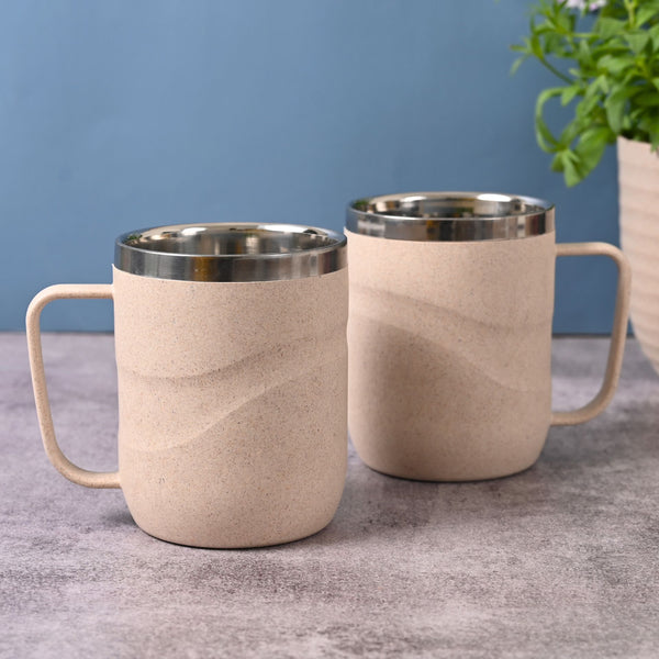 Earth Friendly Wave Stainless Steel Insulated Coffee Mug | Set of 2