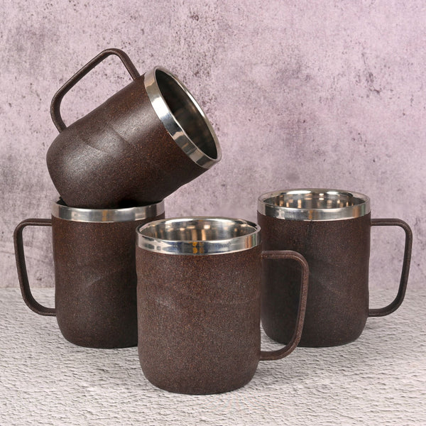 Earth Friendly Wave Stainless Steel Insulated Coffee Mug | Set of 4