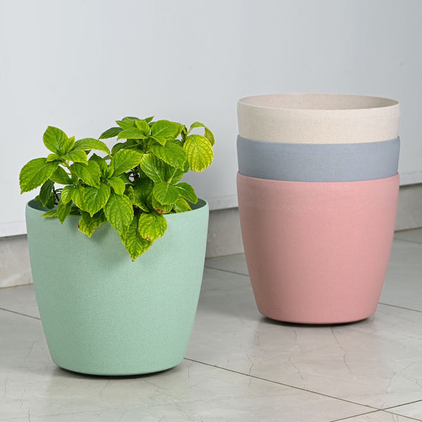 Earth-Friendly Deco Wheeled Planters 12 Inch set of 4 | Self Watering