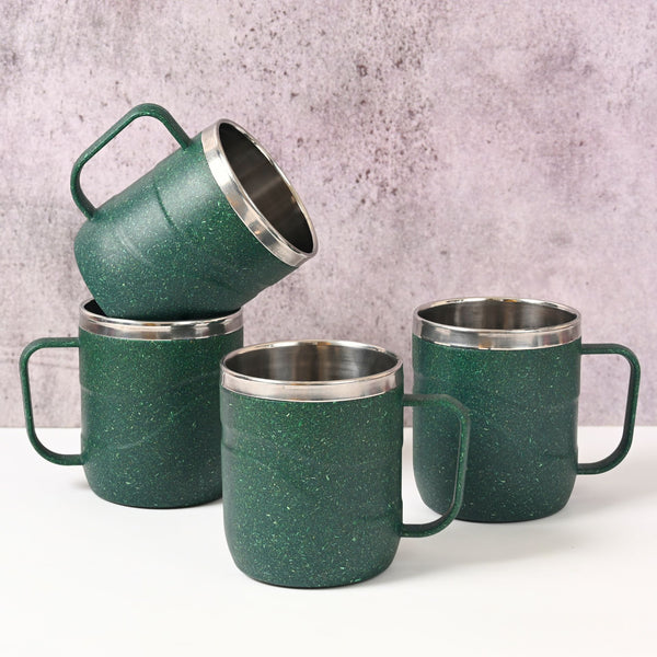Earth Friendly Wave Stainless Steel Insulated Coffee Mug | Set of 4