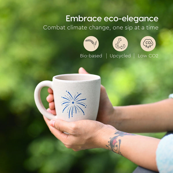 Eha Earth Friendly Diwali Gift Hampers | Cracker Printed Mug, Coaster, Key Chain, Candle, Gift Bag, Card