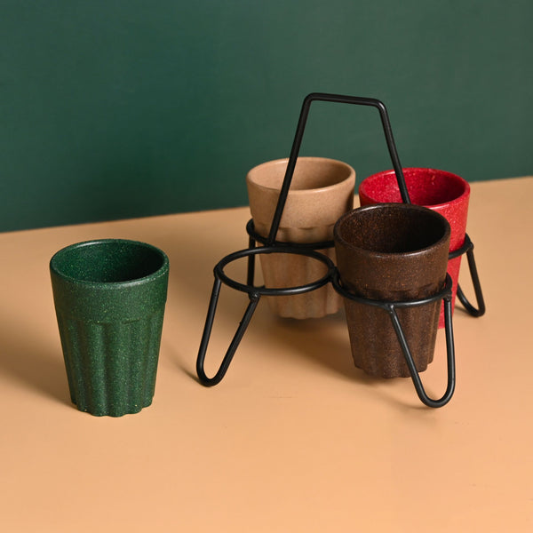 Cutting Chai Cups With Stand 100 ml | Set of 4