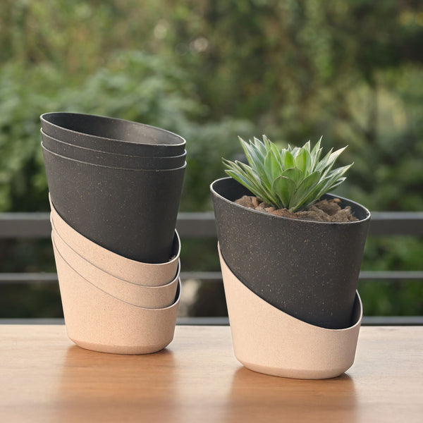 Earth-Friendly Planters EcoBloom 7 Inch set of 4 | Self watering Planters