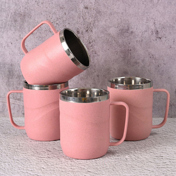 Earth Friendly Wave Stainless Steel Insulated Coffee Mug | Set of 4