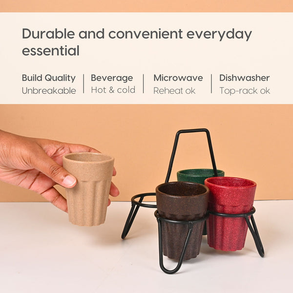 Cutting Chai Cups With Stand 100 ml | Set of 4