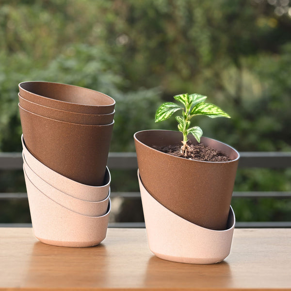 Earth-Friendly Planters EcoBloom 7 Inch set of 4 | Self watering Planters