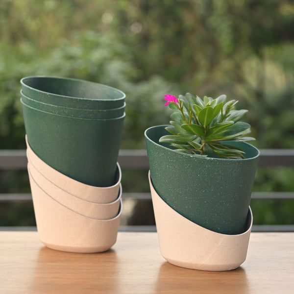 Earth-Friendly Planters EcoBloom 7 Inch set of 4 | Self watering Planters