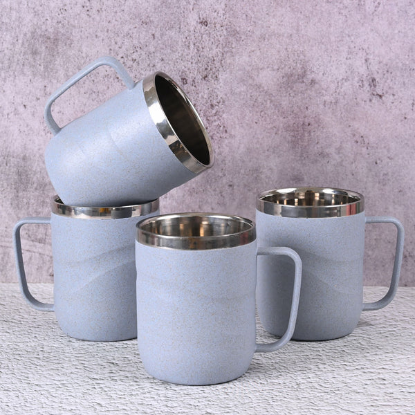 Earth Friendly Wave Stainless Steel Insulated Coffee Mug | Set of 4