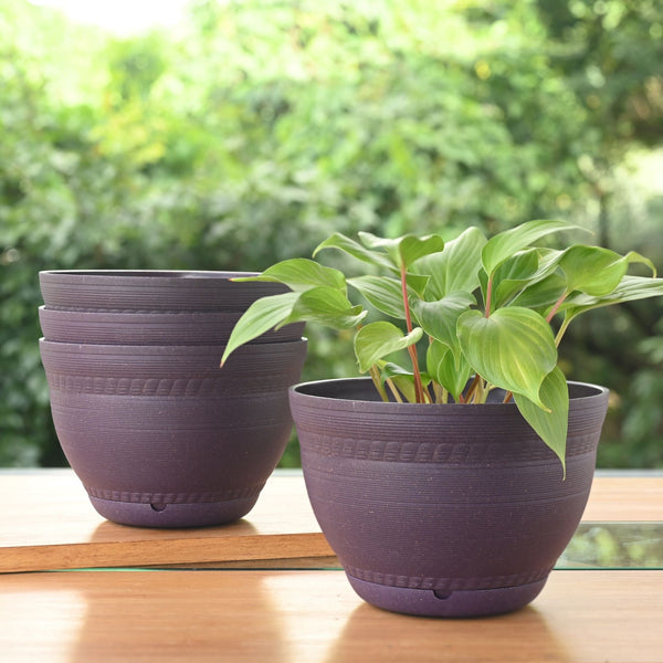 Earth-Friendly 8 inch Ripple Pots & Planters | Set of 4