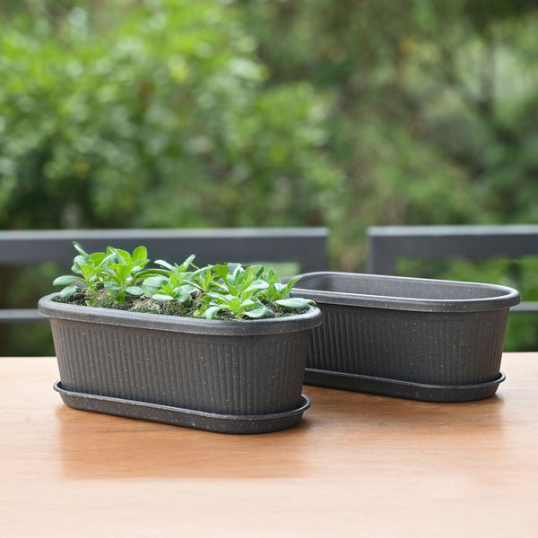 Earth-Friendly Planters Regalia 12 Inch set of 2 | Bamboo Based Pots and Planters
