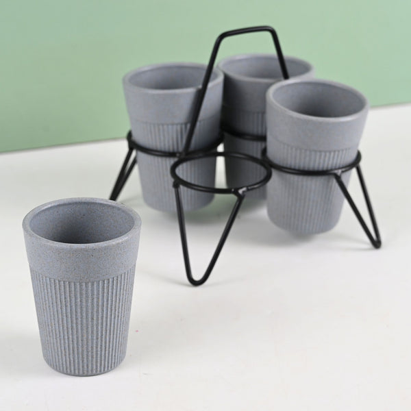 Statement Chai Cups With Stand 120 ml | Set of 4