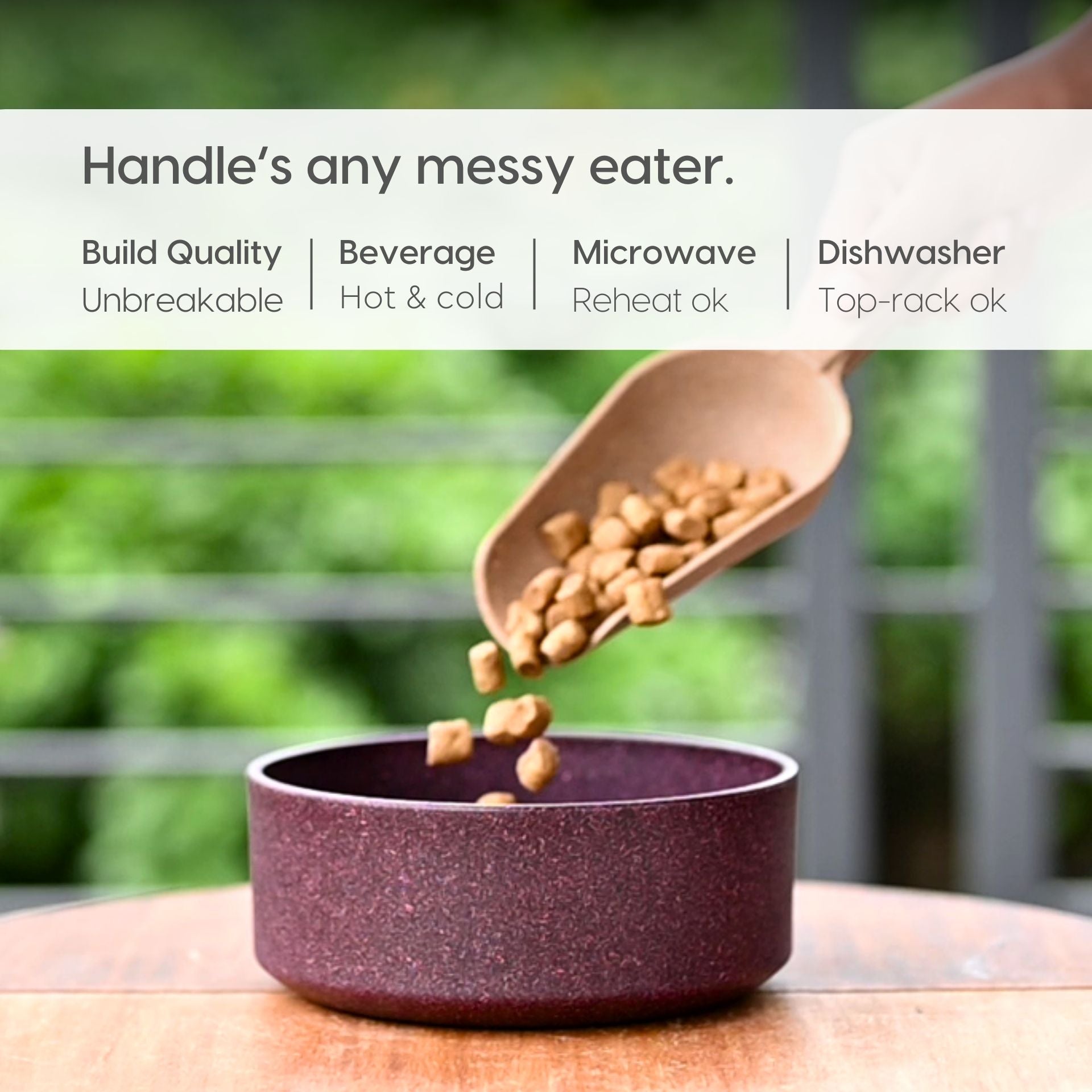 Earth friendly GreenPaws Pet Bowl | Set of 2 | 1200 ml + 650 ml | Bowls Made with Bamboo Fibers & Rice Husk | for Hot & Cold servings