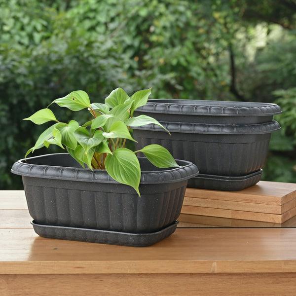 Earth Friendly Growlite 13 inch Pots for Plants with Tray | Pack of 3
