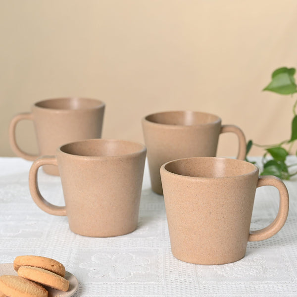 Earth friendly Majestic Mug 375 ml set of 4 | Eha Unbreakable mugs Made with Rice Husk & Bamboo Fibers